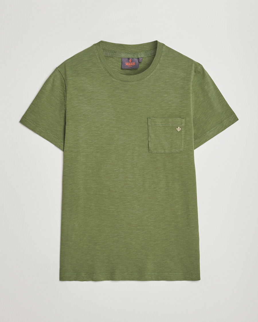 Herren | T-Shirts | Morris | Lily Slub Pocket Crew Neck Tee Olive