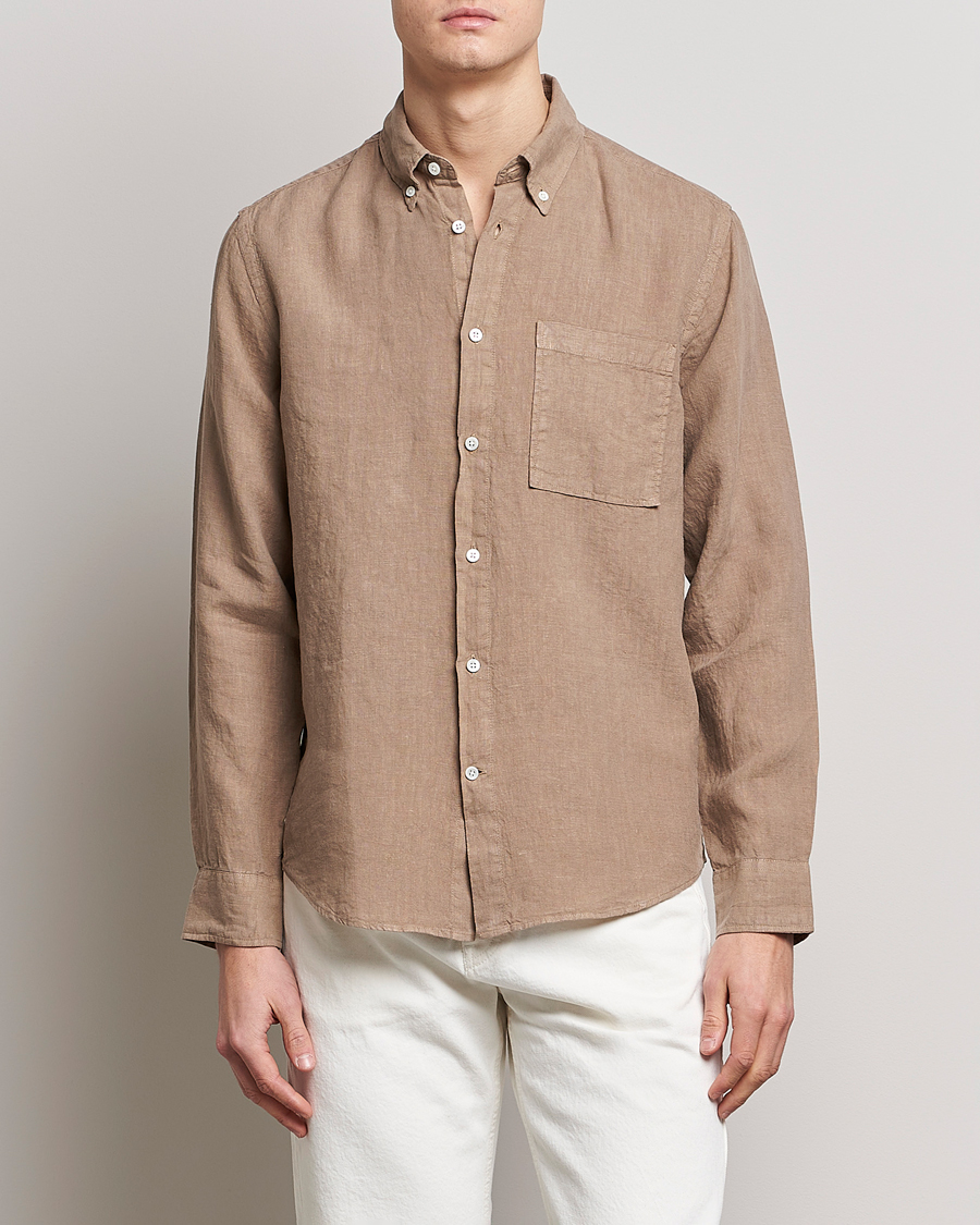 Herren | Hemden | NN07 | Arne Linen Shirt Greige