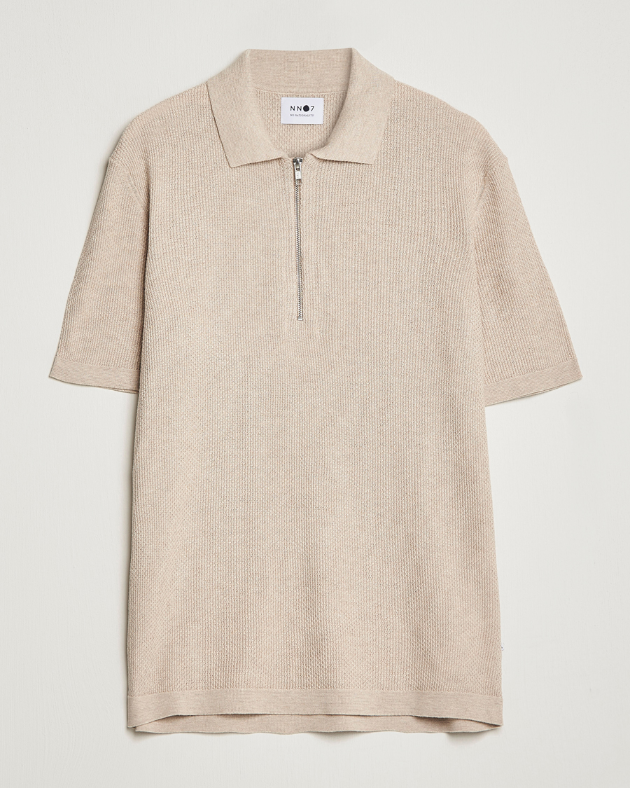 Herren | Poloshirts | NN07 | Hansie Structured Zip Polo Cream