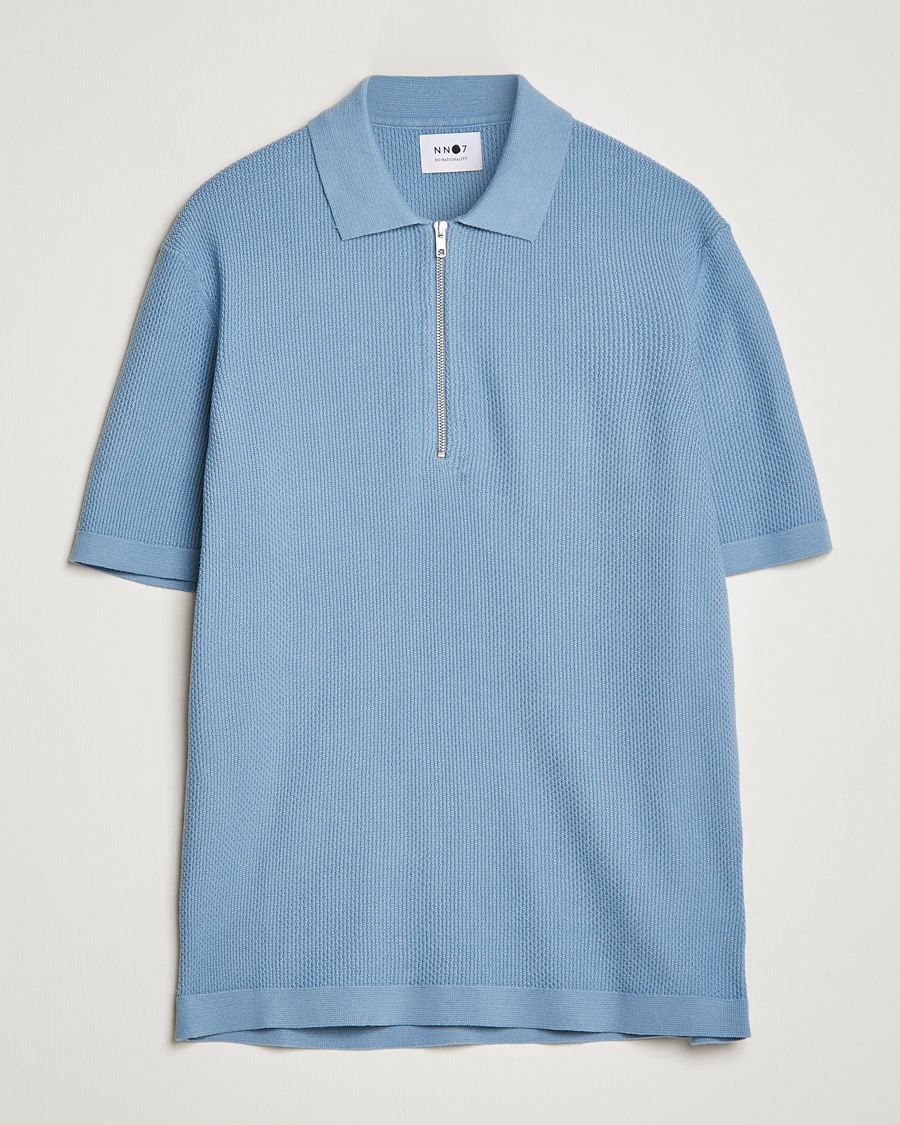 Herren | Poloshirts | NN07 | Hansie Structured Zip Polo Ashley Blue