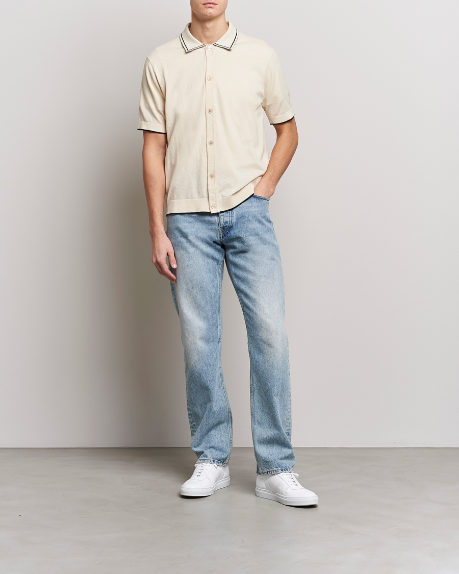 Herren | Hemden | NN07 | Nolan Knitted Short Sleeve Shirt Ecru