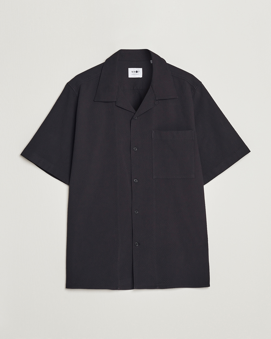 Herren | Hemden | NN07 | Julio Seersucker Short Sleeve Shirt Black
