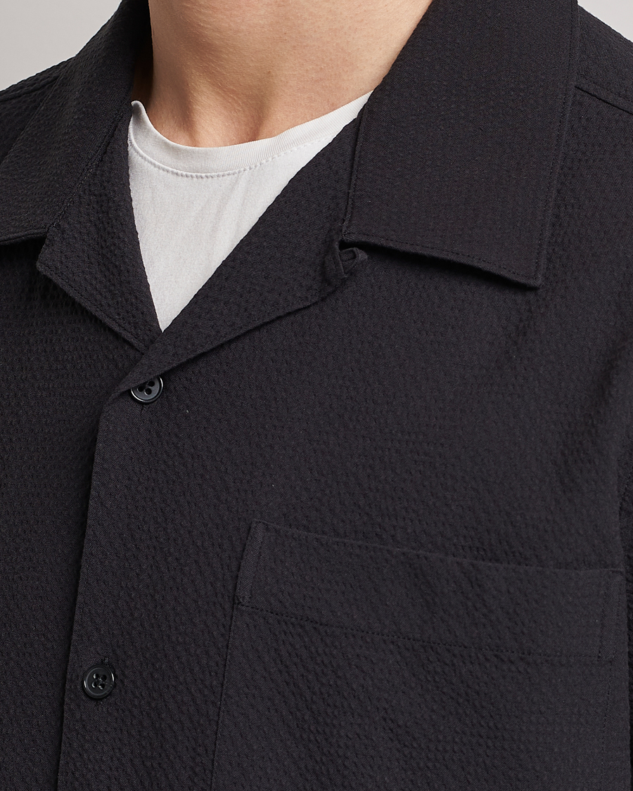 Herren | Hemden | NN07 | Julio Seersucker Short Sleeve Shirt Black