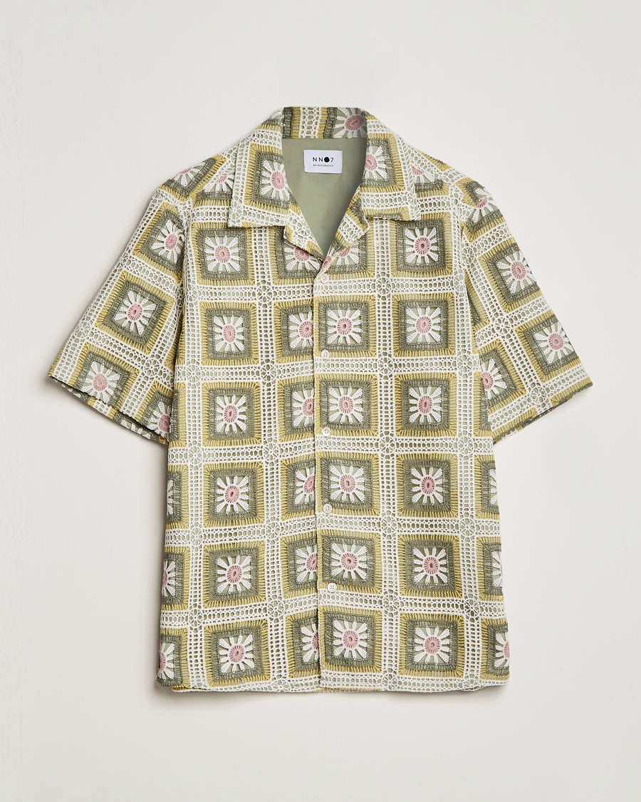 Herren | Hemden | NN07 | Julio Flower Short Sleeve Shirt Pale Green