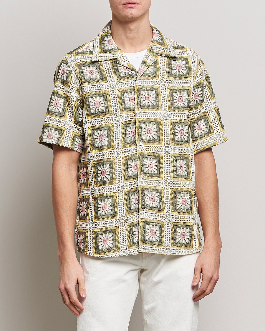 Herren | Hemden | NN07 | Julio Flower Short Sleeve Shirt Pale Green