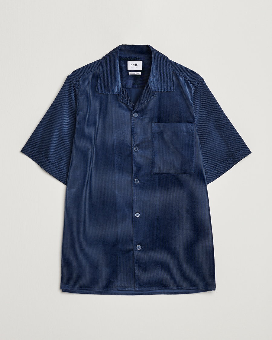 Herren | Hemden | NN07 | Julio Tencel Corduroy Short Sleeve Shirt Sargasso Sea