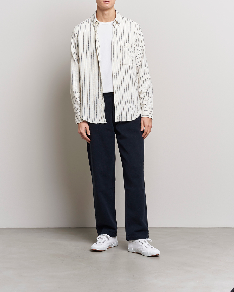 Herren | Hemden | NN07 | Arne Linen Striped Shirt Navy/White