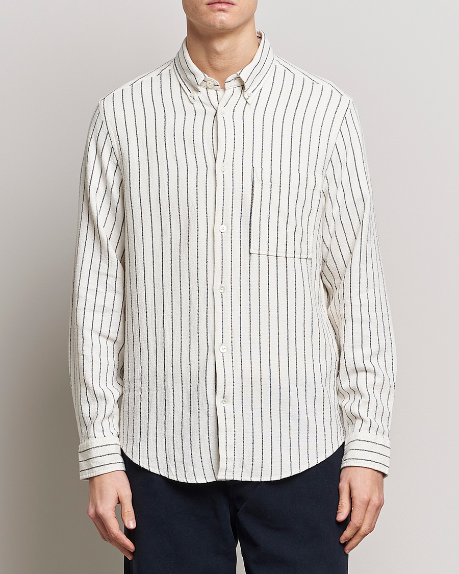 Herren | Hemden | NN07 | Arne Linen Striped Shirt Navy/White