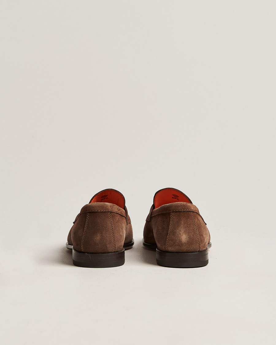 Herren | Santoni Penny Loafer Dark Brown Suede | Santoni | Penny Loafer Dark Brown Suede