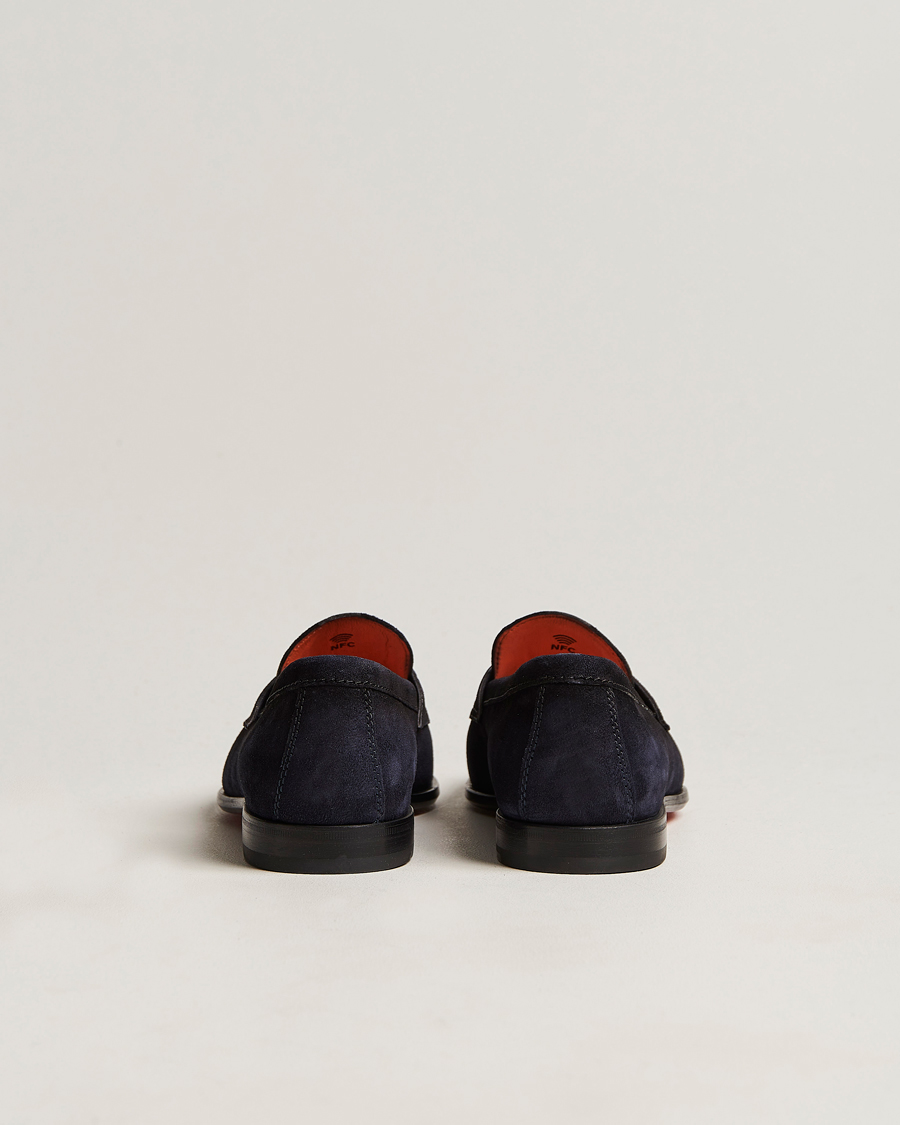 Herren | Santoni Penny Loafer Navy Suede | Santoni | Penny Loafer Navy Suede