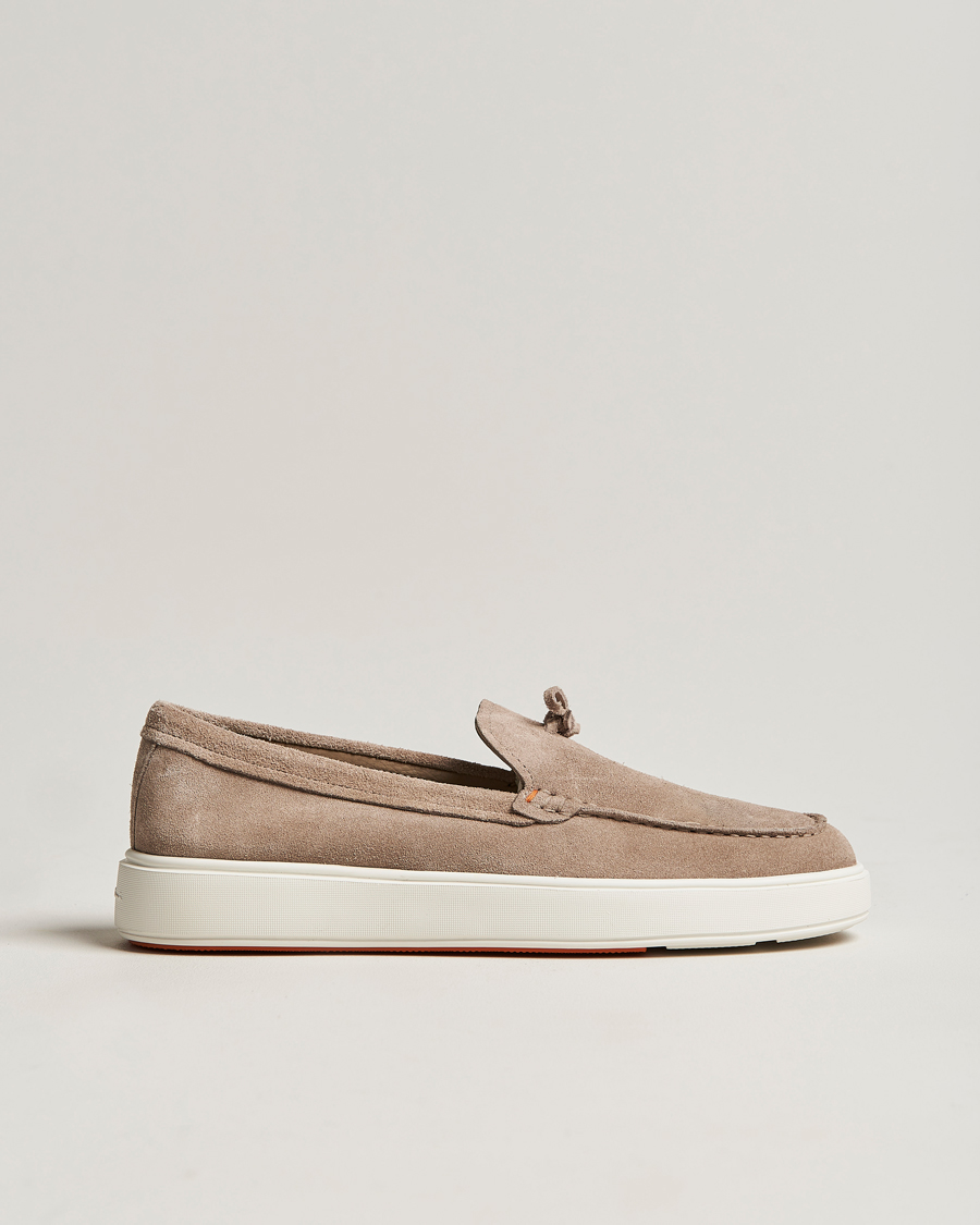 Herren | Santoni Lacetto Slip On Beige Suede | Santoni | Lacetto Slip On Beige Suede