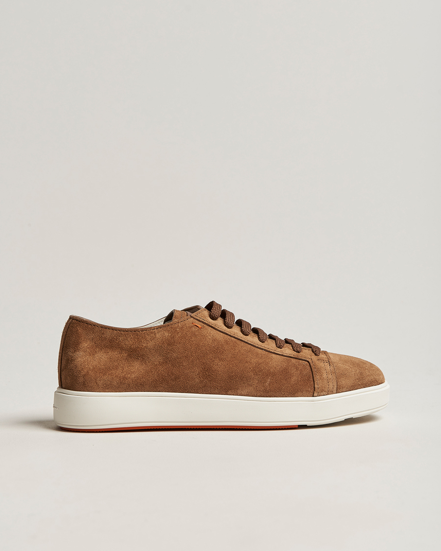 Herren | Santoni Plain Sneaker Dark Brown Suede | Santoni | Plain Sneaker Dark Brown Suede