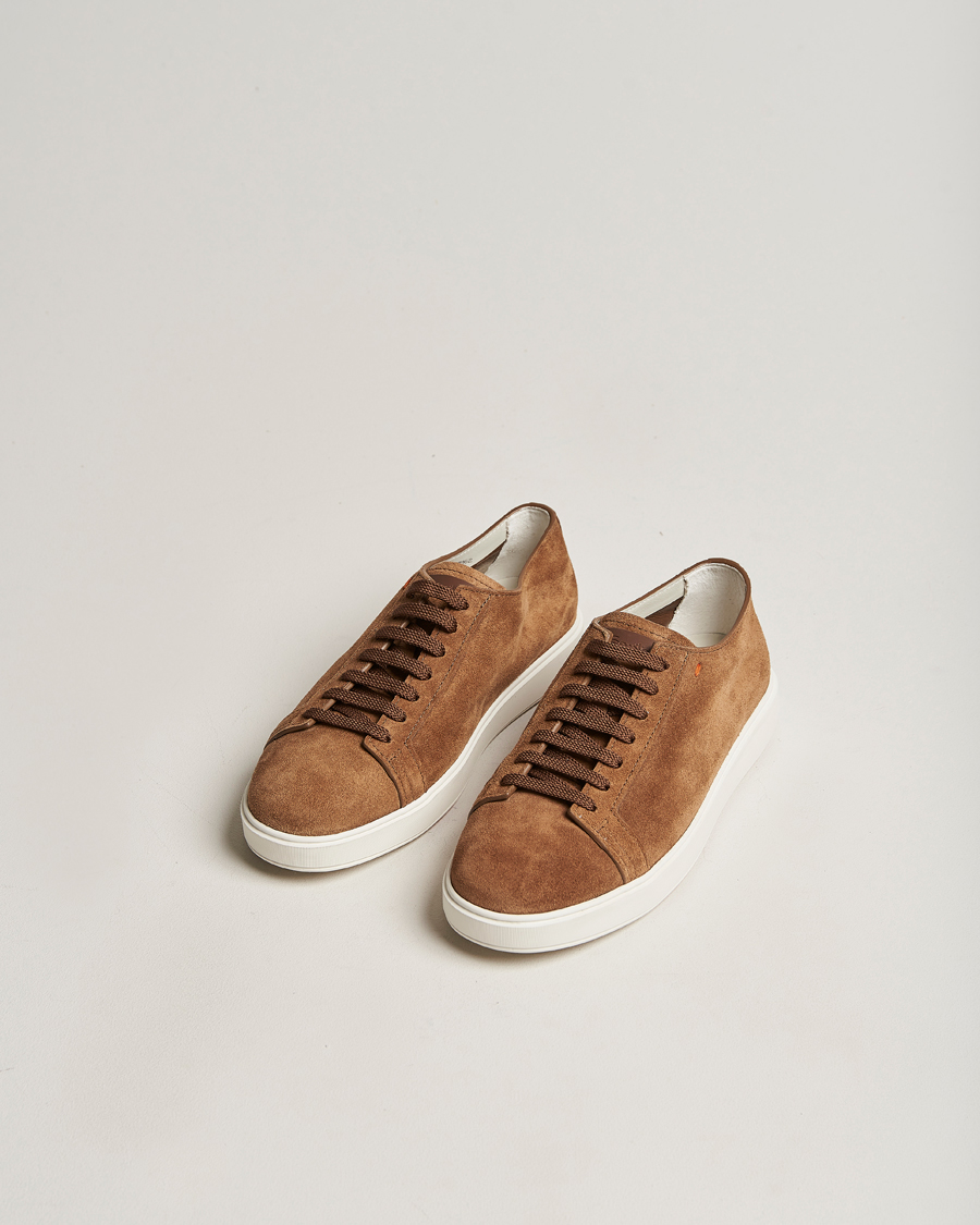 Herren | Santoni Plain Sneaker Dark Brown Suede | Santoni | Plain Sneaker Dark Brown Suede