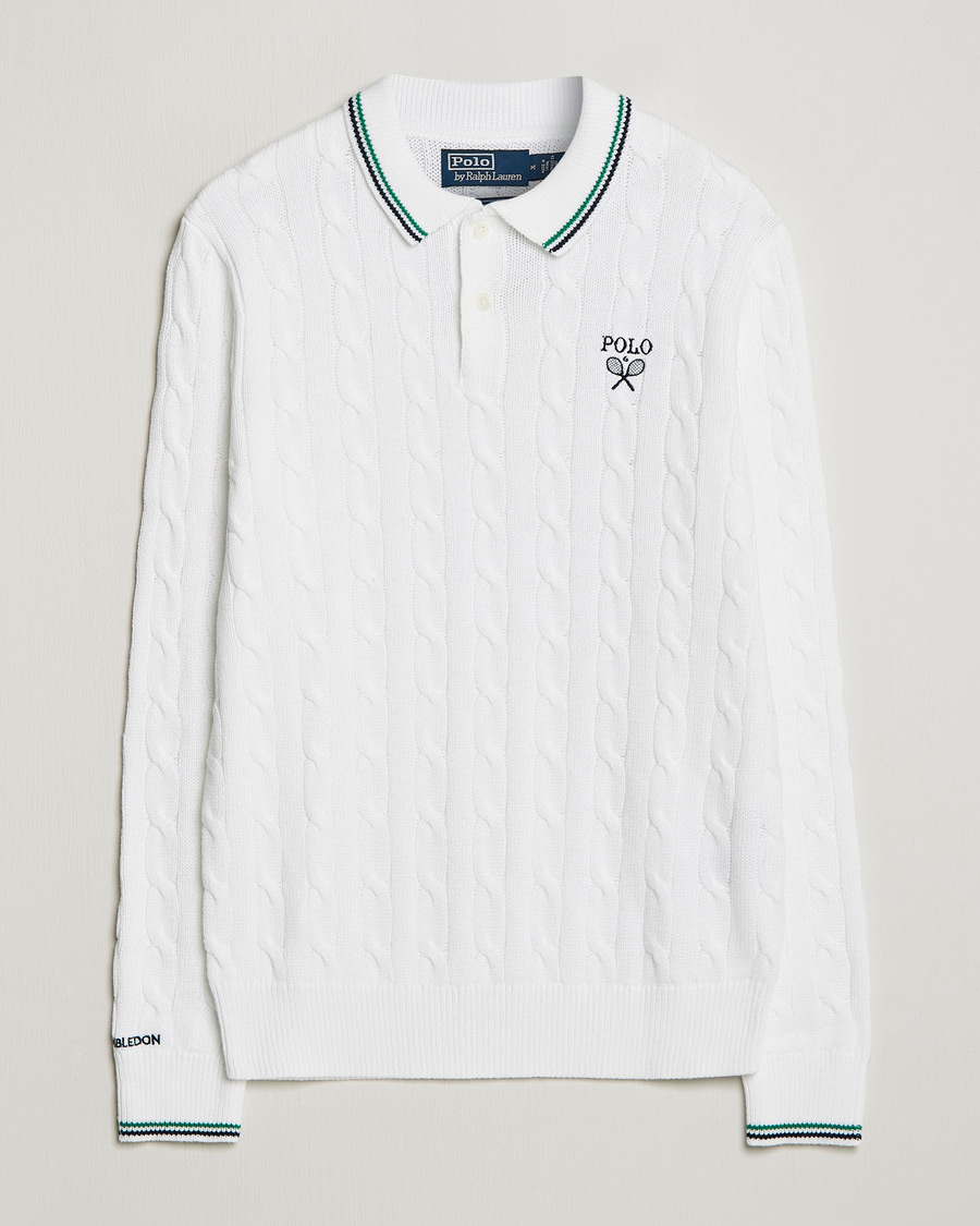 Herren | Pullover | Polo Ralph Lauren | Cotton Cable Knitted Polo Ceramic White