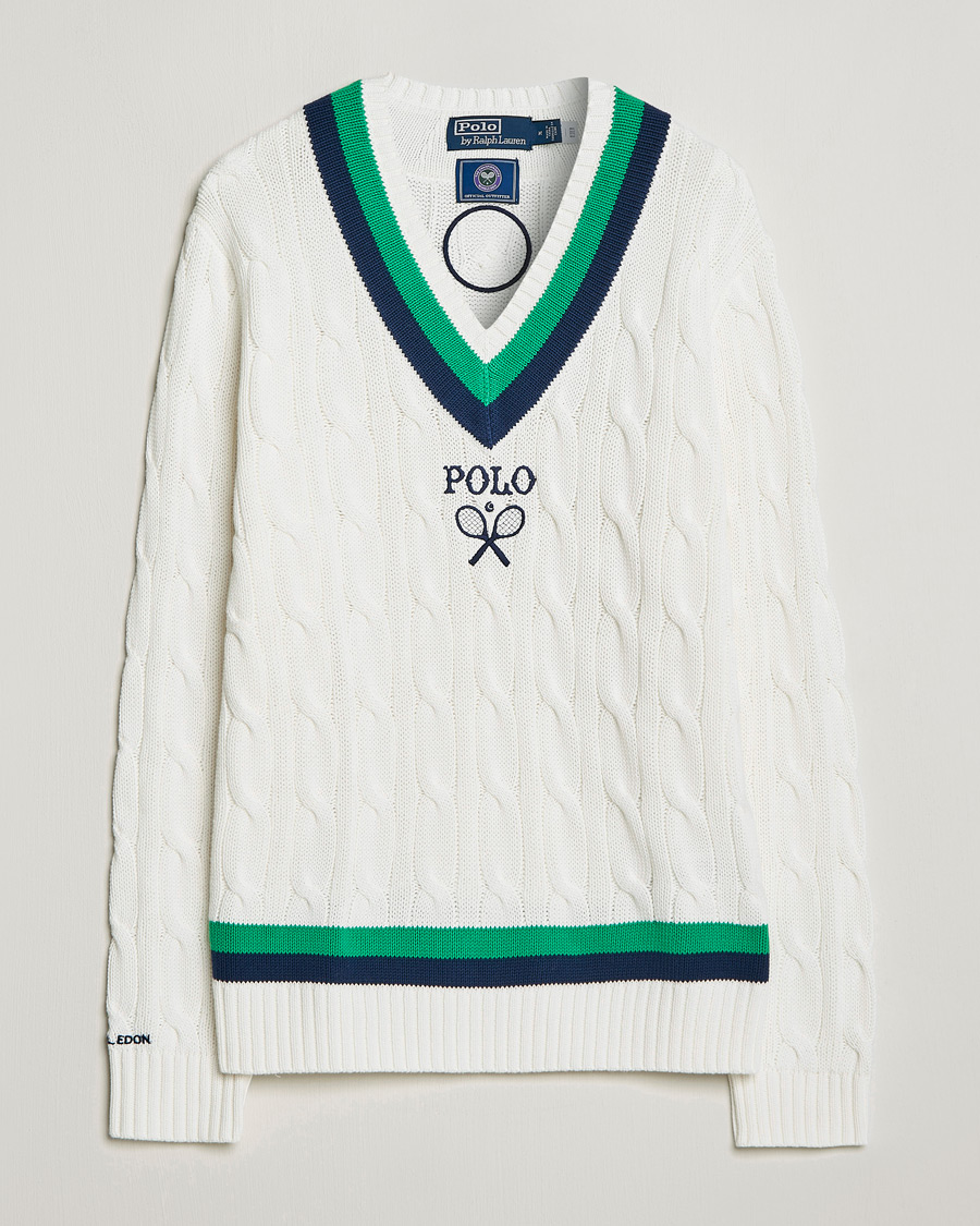 Herren | Pullover | Polo Ralph Lauren | Knitted V-Neck Cricket Sweater Ceramic White