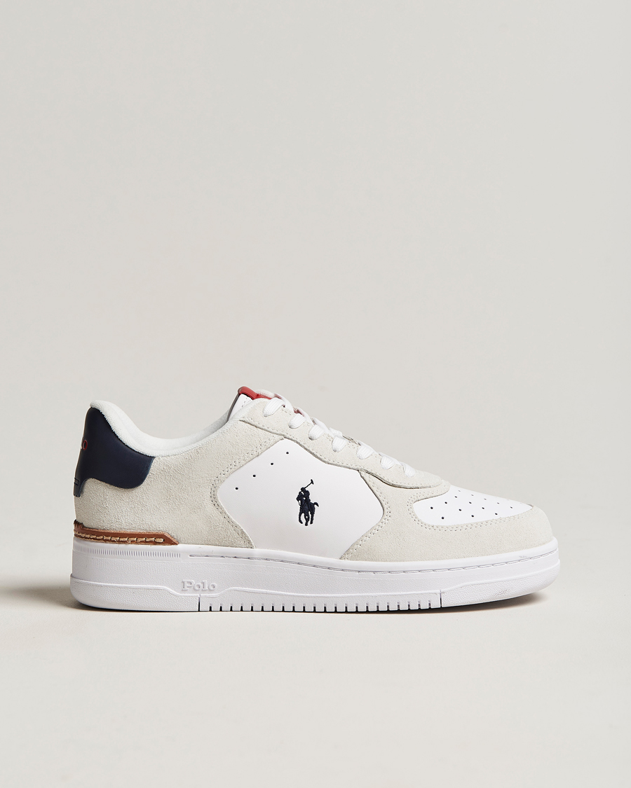 Herren | Polo Ralph Lauren Masters Court Suede Sneaker White/Navy/Red | Polo Ralph Lauren | Masters Court Suede Sneaker White/Navy/Red