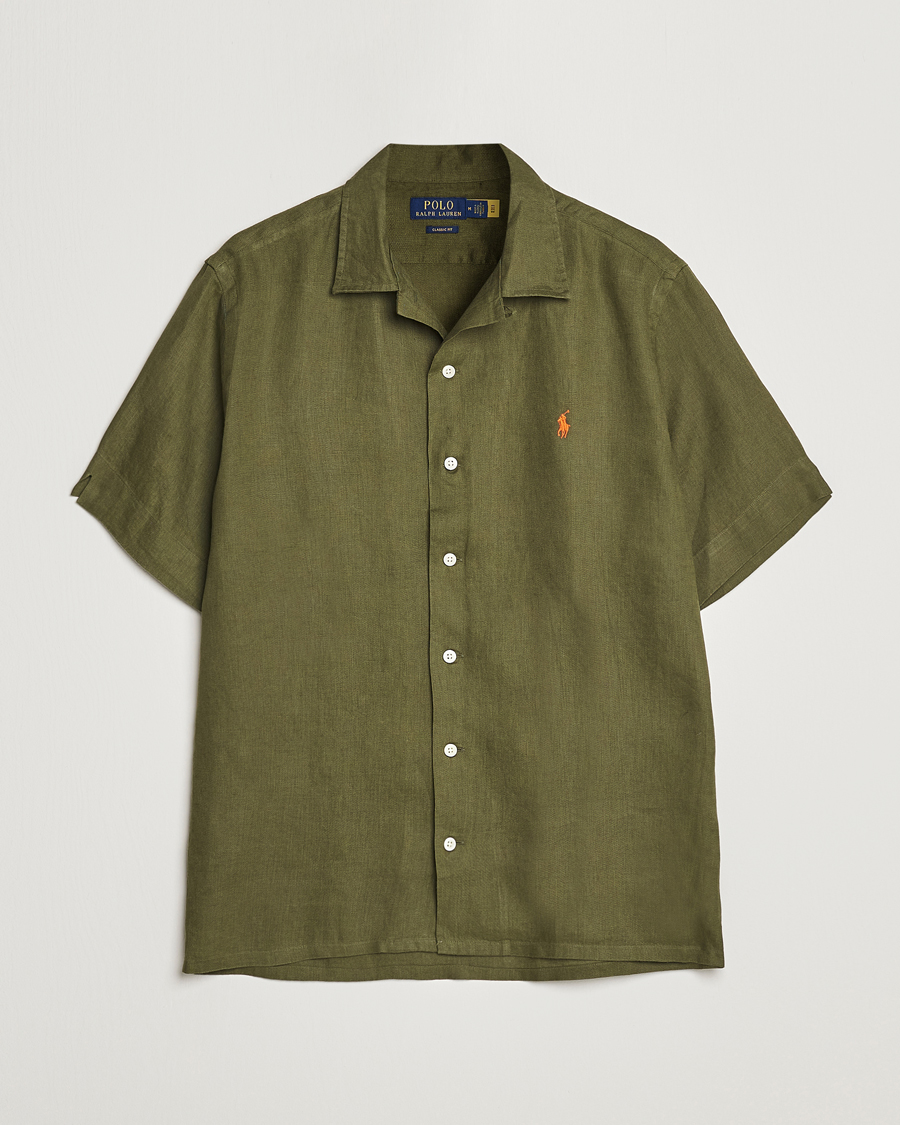Herren | Hemden | Polo Ralph Lauren | Linen Camp Collar Short Sleeve Shirt Dark Sage