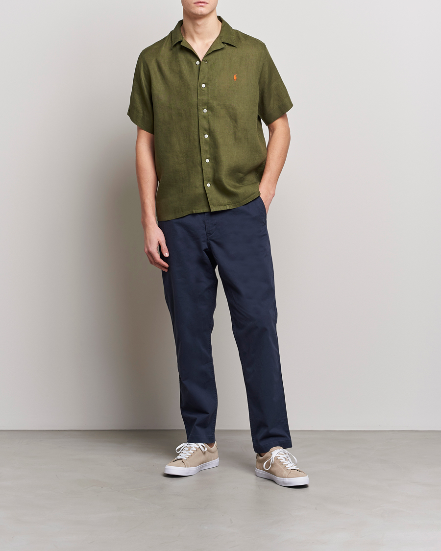 Herren | Hemden | Polo Ralph Lauren | Linen Camp Collar Short Sleeve Shirt Dark Sage