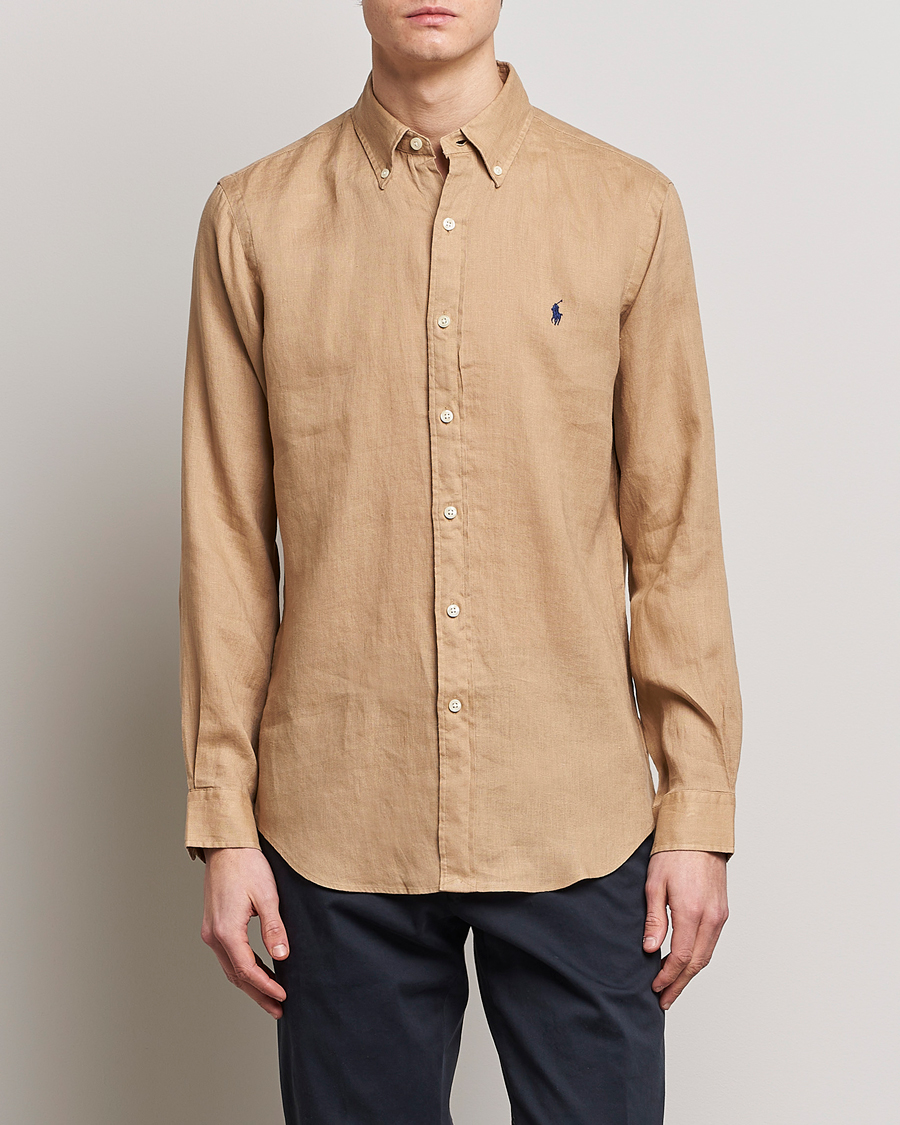 Herren | Leinenhemden | Polo Ralph Lauren | Custom Fit Linen Button Down Vintage Khaki
