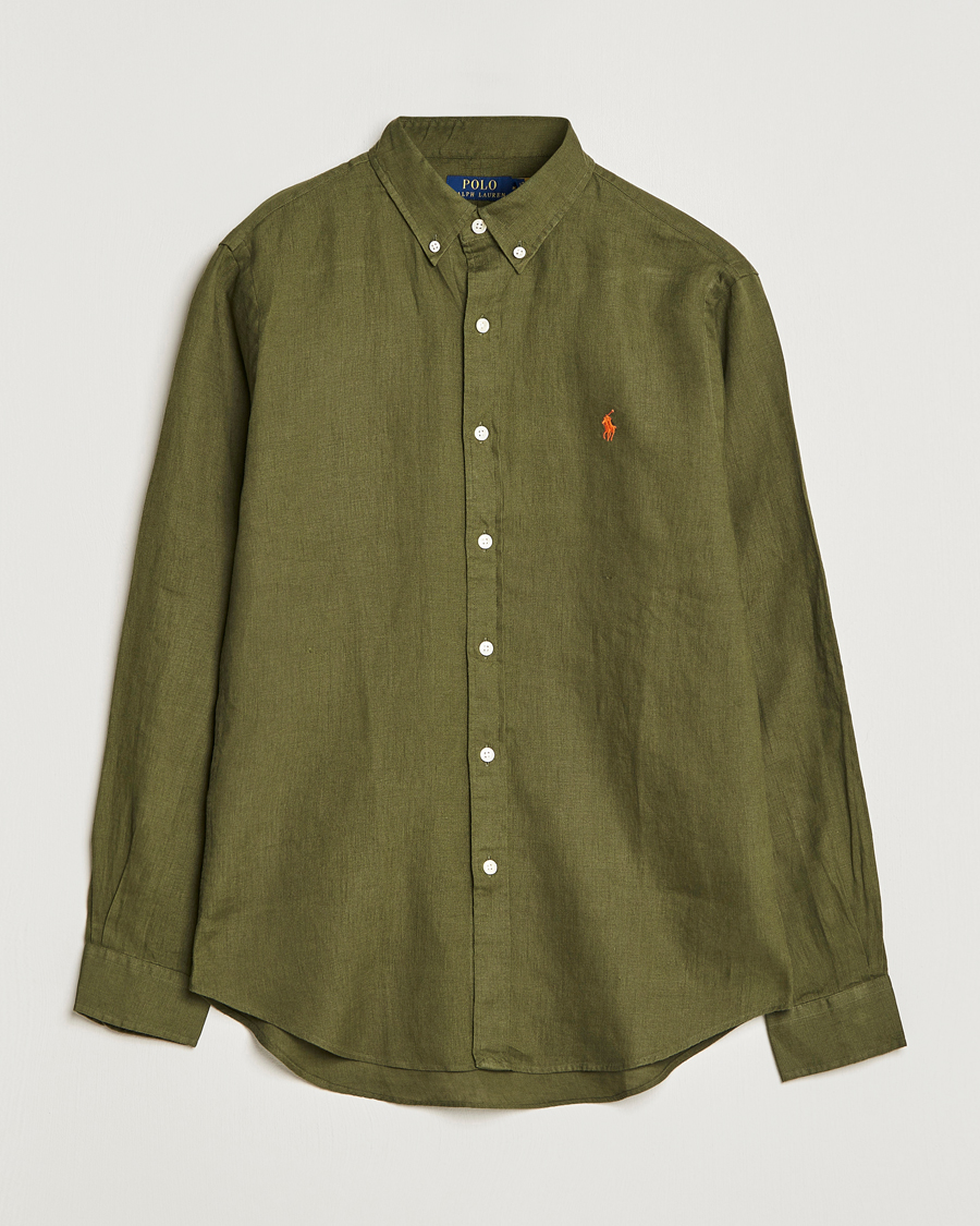Herren | Hemden | Polo Ralph Lauren | Slim Fit Linen Button Down Shirt Dark Sage