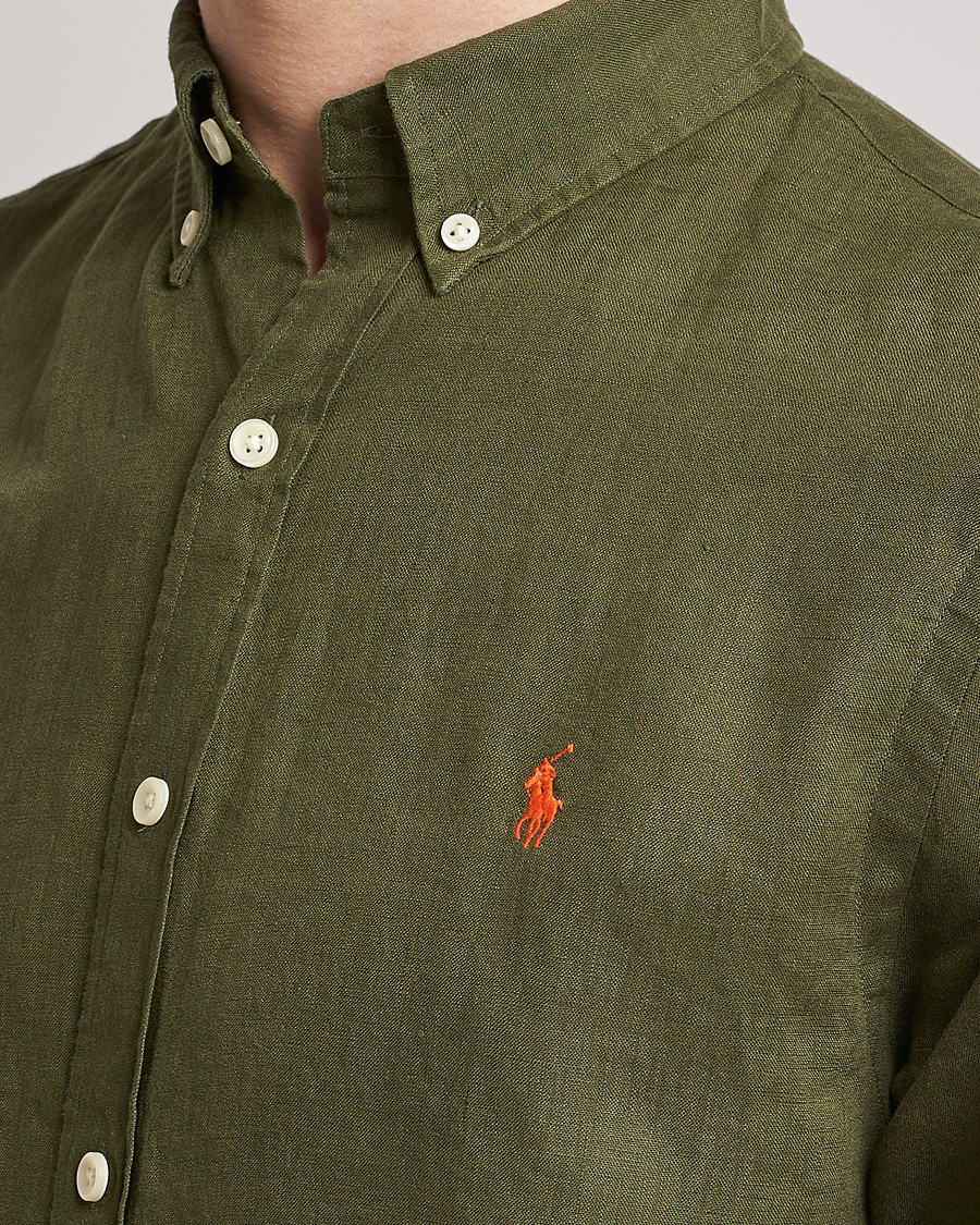 Herren | Hemden | Polo Ralph Lauren | Slim Fit Linen Button Down Shirt Dark Sage