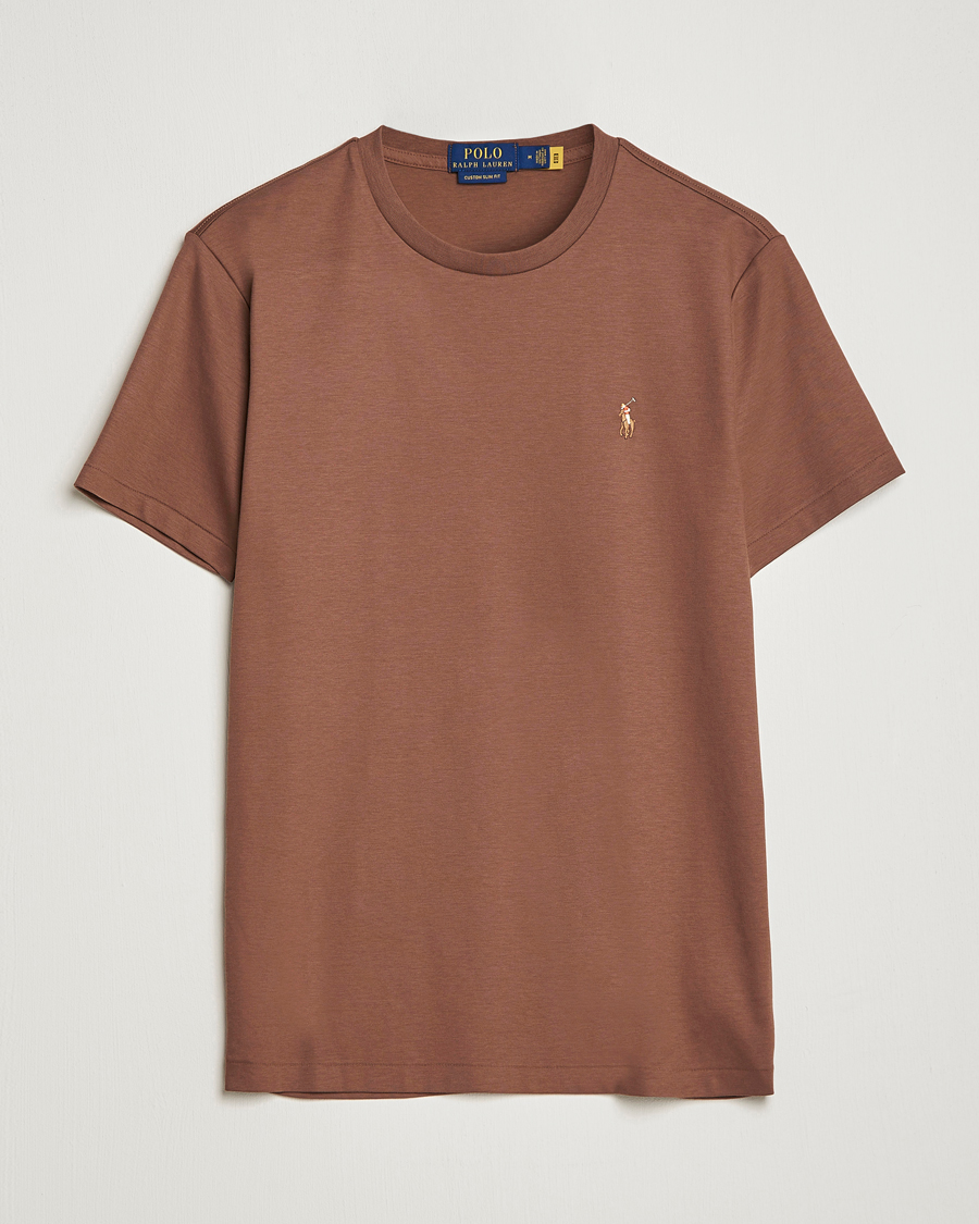 Herren | T-Shirts | Polo Ralph Lauren | Pima Cotton Crew Neck T-Shirt Luggage Brown