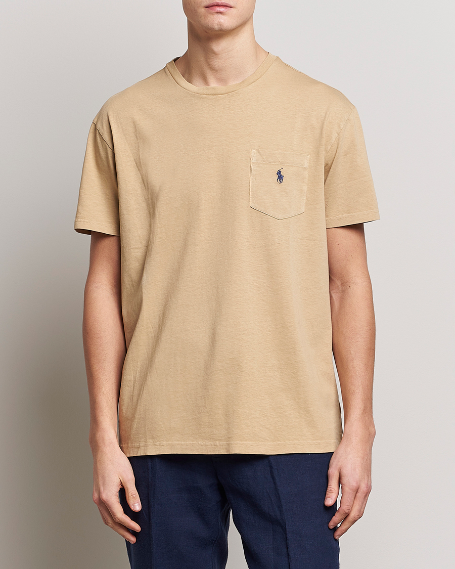 Herren | T-Shirts | Polo Ralph Lauren | Cotton/Linen Crew Neck T-Shirt Vintage Khaki