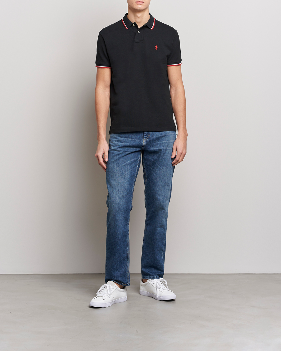 Herren | Poloshirts | Polo Ralph Lauren | Custom Slim Fit Tipped Polo Black