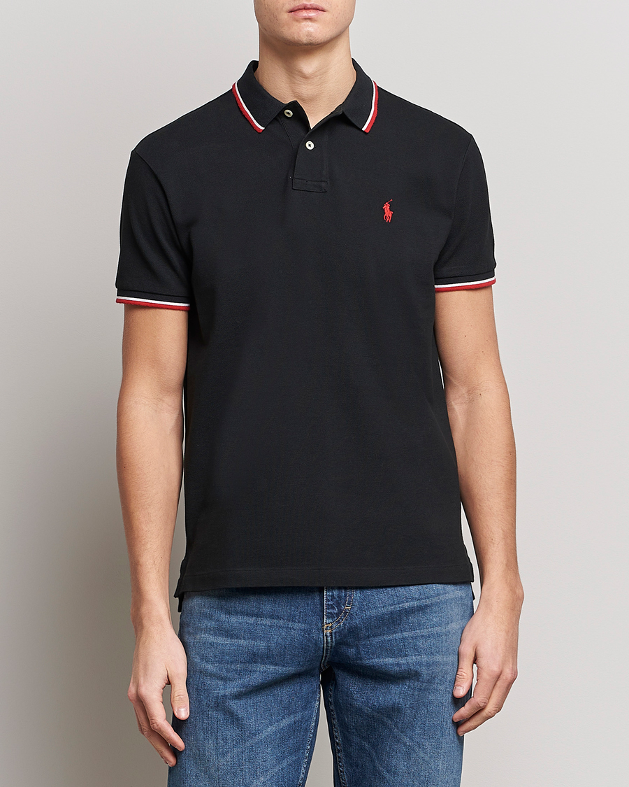 Herren | Poloshirts | Polo Ralph Lauren | Custom Slim Fit Tipped Polo Black