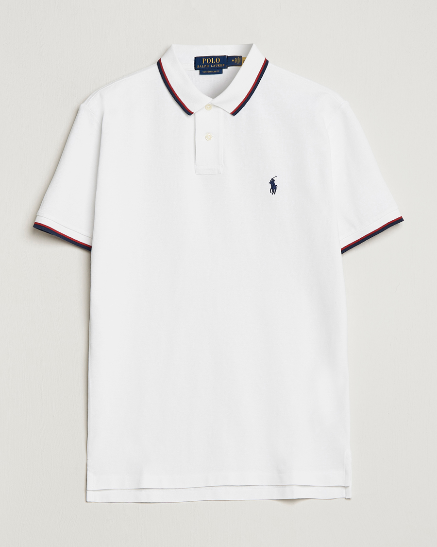 Herren | Poloshirts | Polo Ralph Lauren | Custom Slim Fit Tipped Polo White