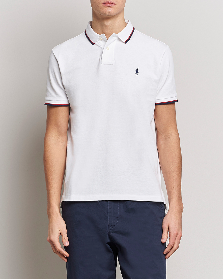 Herren | Poloshirt | Polo Ralph Lauren | Custom Slim Fit Tipped Polo White