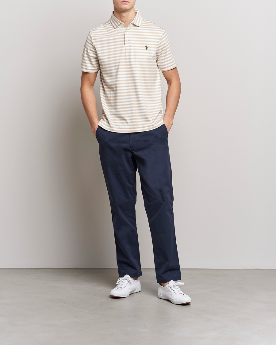 Herren | Poloshirts | Polo Ralph Lauren | Luxury Pima Cotton Striped Polo Beige/White
