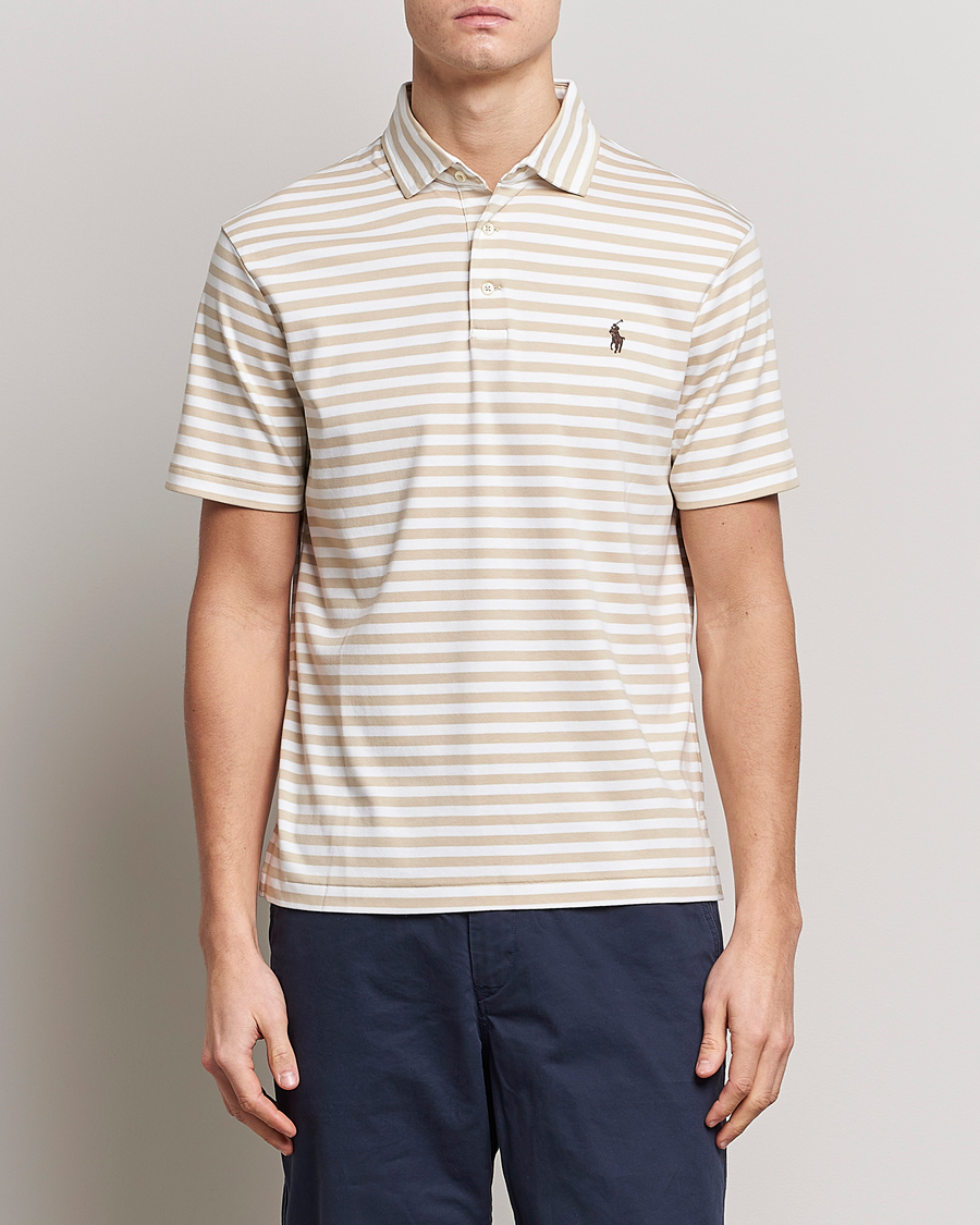 Herren | Poloshirts | Polo Ralph Lauren | Luxury Pima Cotton Striped Polo Beige/White
