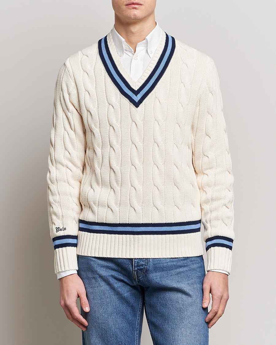 Herren | Pullover | Polo Ralph Lauren | Cricket Sweater Cream/Navy Stripe