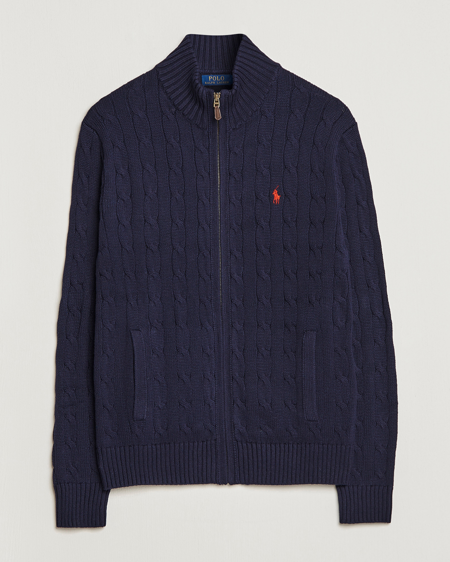 Herren | Pullover | Polo Ralph Lauren | Cotton Cable Full Zip Hunter Navy
