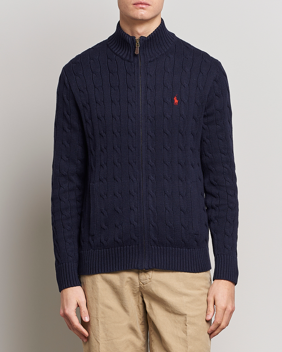Herren | Pullover | Polo Ralph Lauren | Cotton Cable Full Zip Hunter Navy