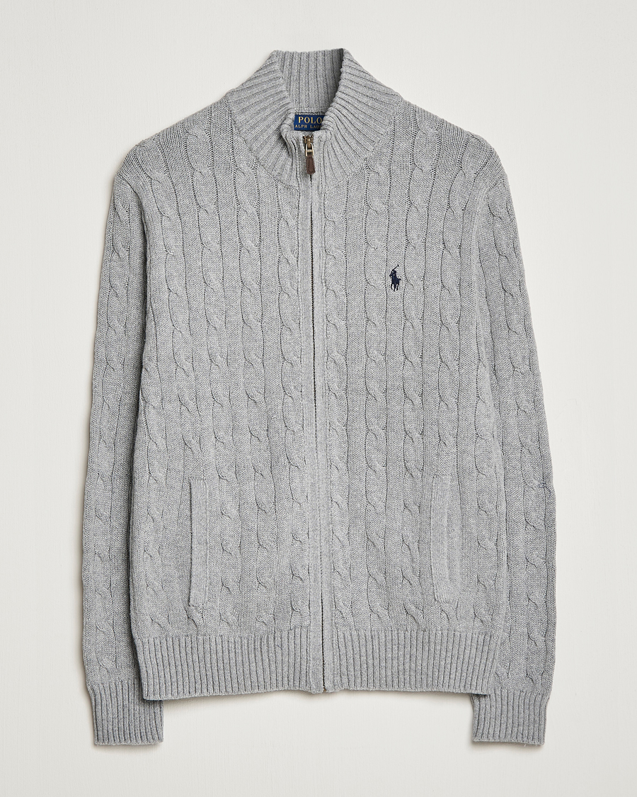 Herren | Pullover | Polo Ralph Lauren | Cotton Cable Full Zip Fawn Grey Heather