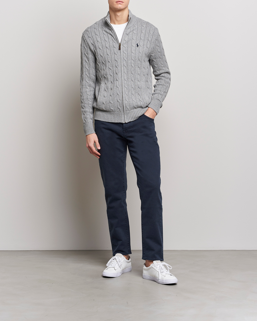 Herren | Pullover | Polo Ralph Lauren | Cotton Cable Full Zip Fawn Grey Heather