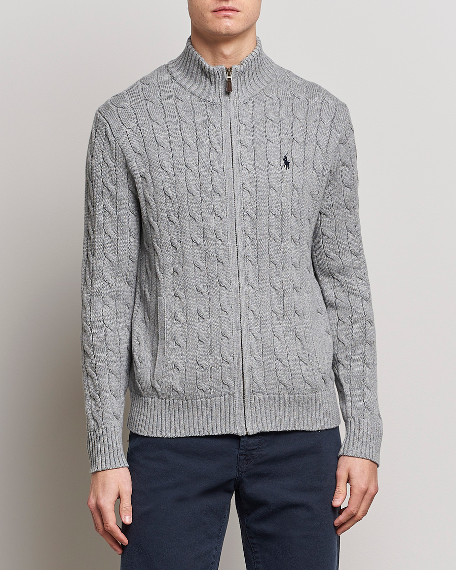 Herren | Pullover | Polo Ralph Lauren | Cotton Cable Full Zip Fawn Grey Heather