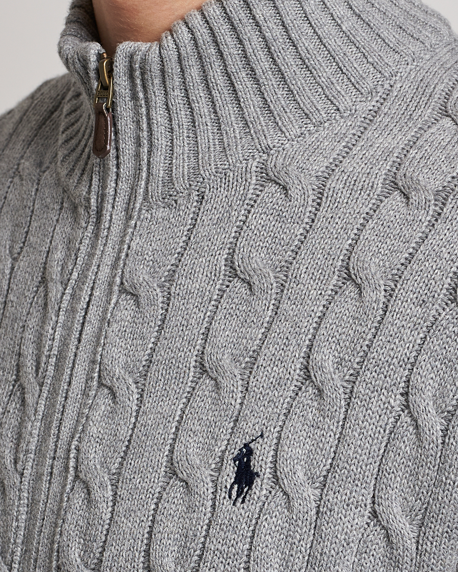 Herren | Pullover | Polo Ralph Lauren | Cotton Cable Full Zip Fawn Grey Heather