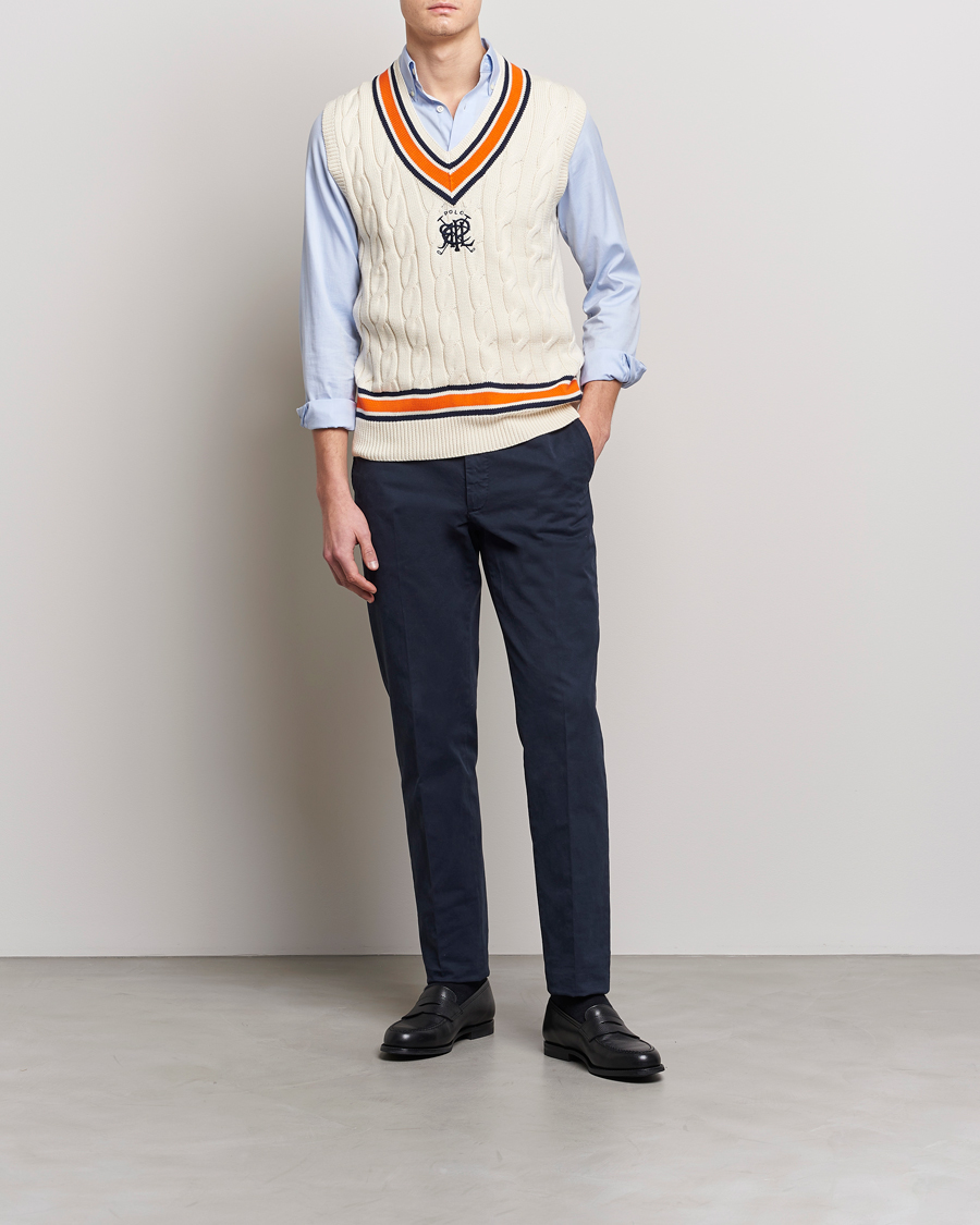 Herren | Pullover | Polo Ralph Lauren | Cricket V-Neck Knitted Vest Cream Multi
