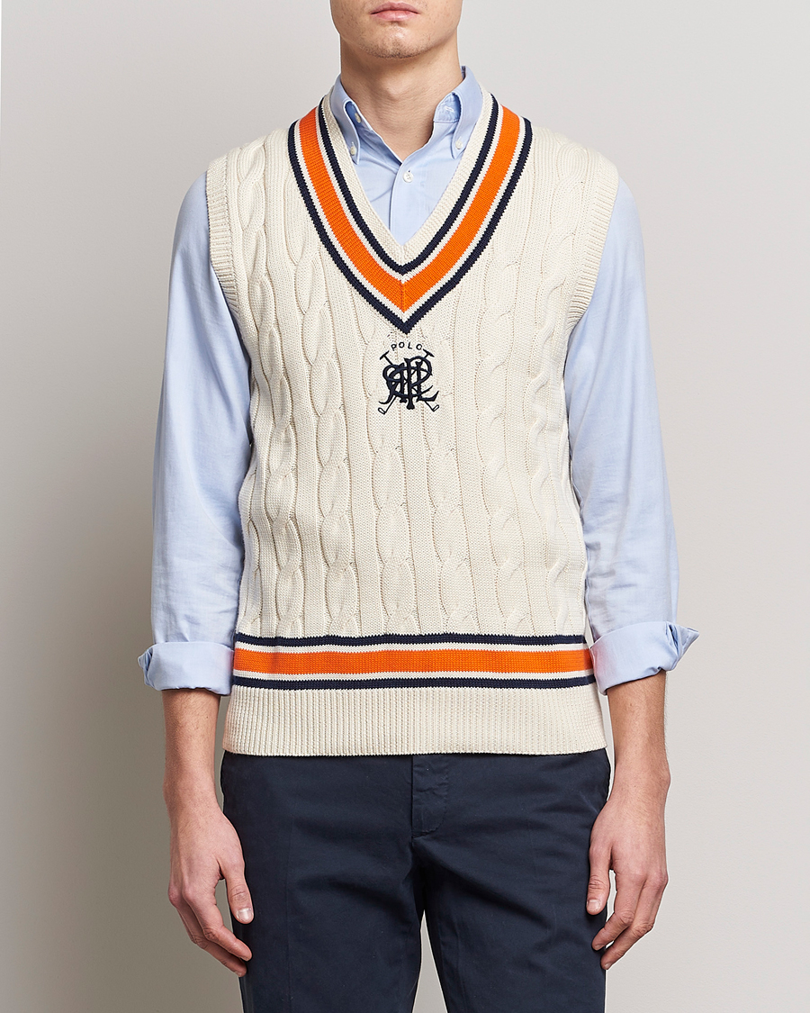 Herren | Pullover | Polo Ralph Lauren | Cricket V-Neck Knitted Vest Cream Multi