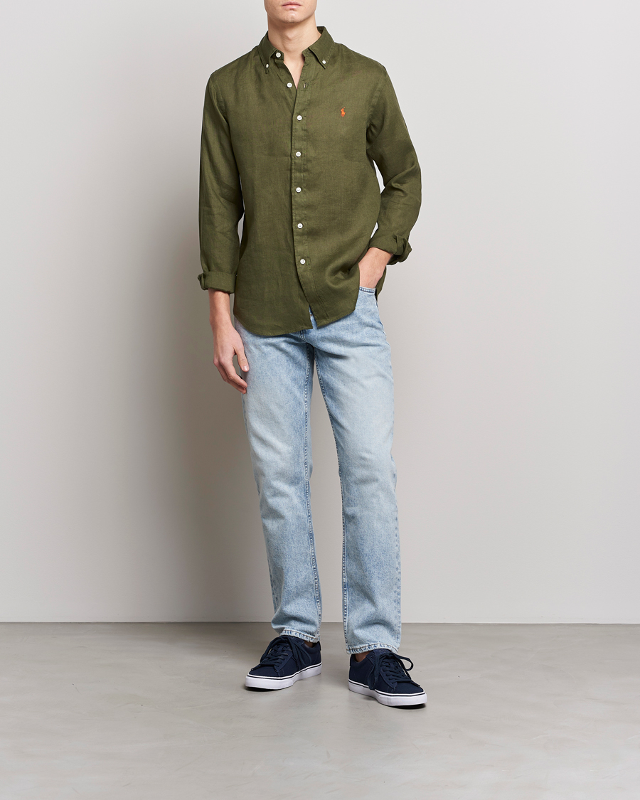 Herren | Hemden | Polo Ralph Lauren | Custom Fit Linen Button Down Dark Sage