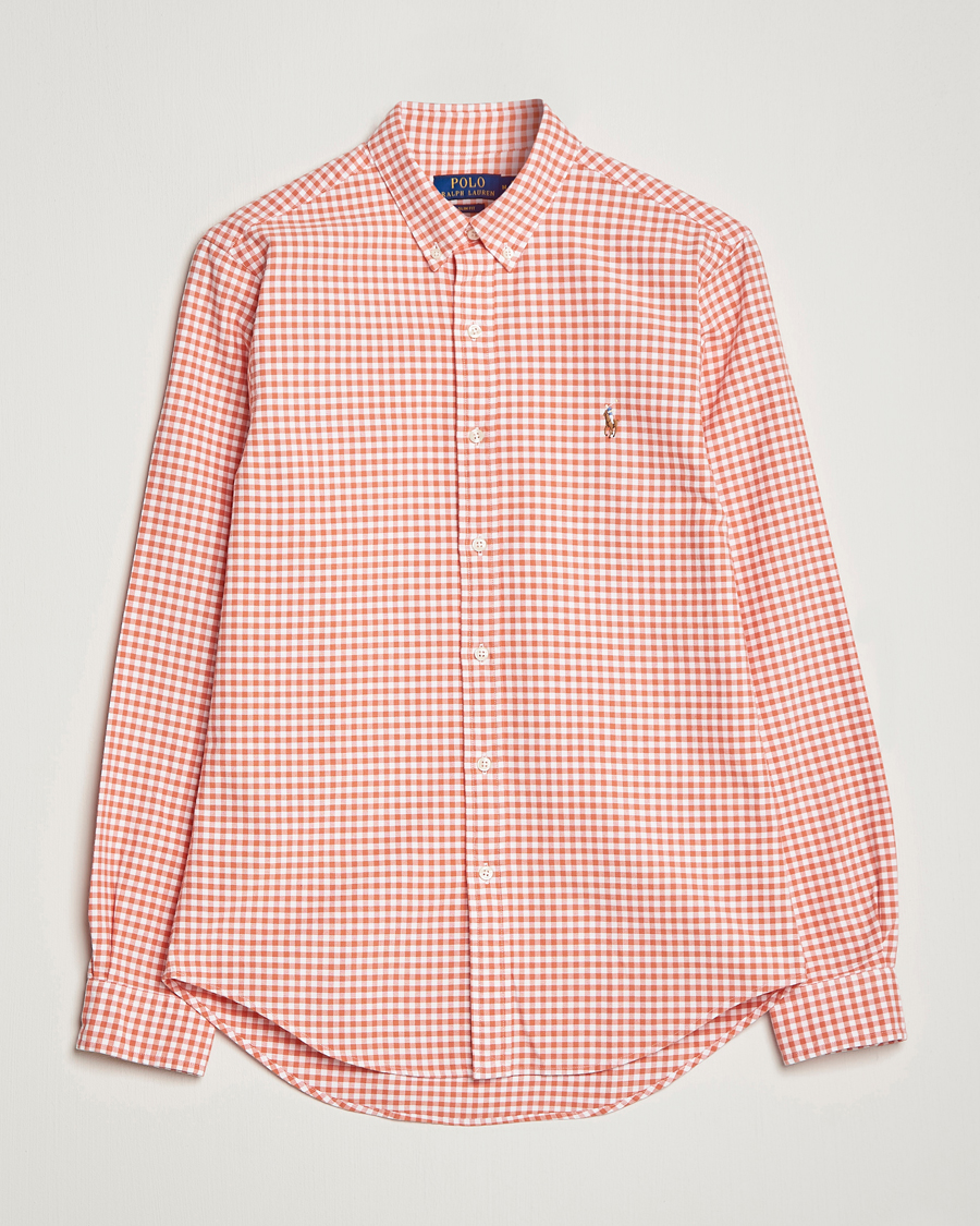 Herren | Hemden | Polo Ralph Lauren | Slim Fit Oxford Checked Shirt Orange/White