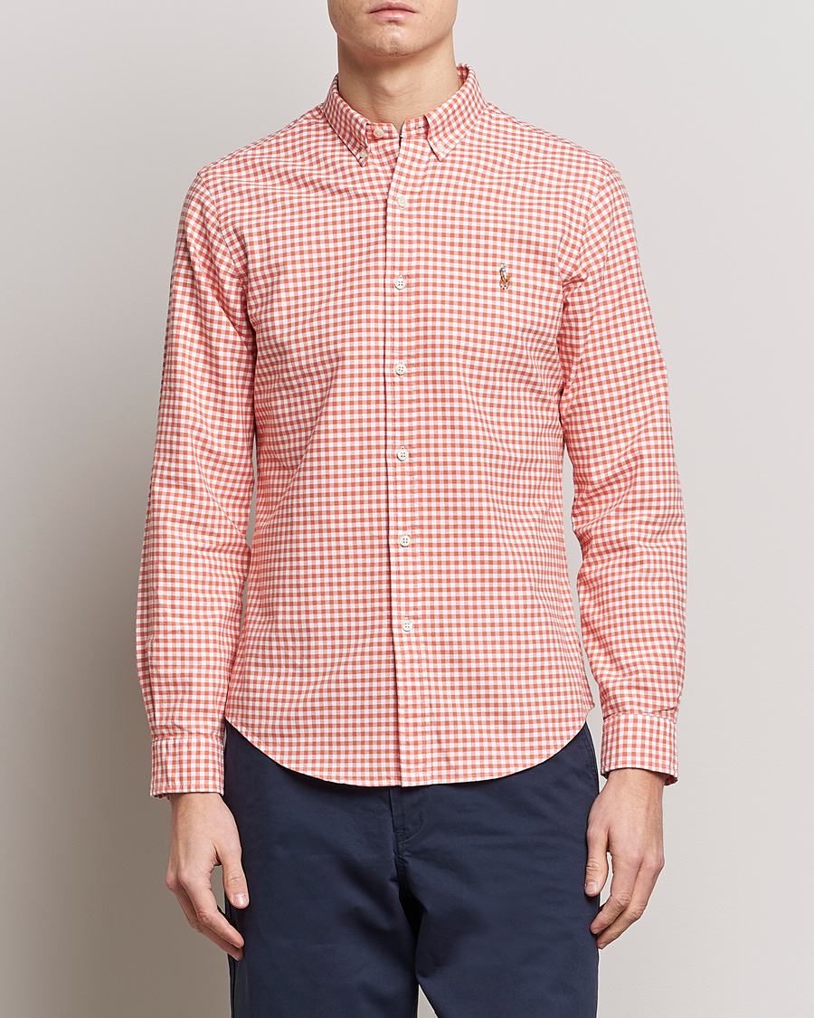 Herren | Hemden | Polo Ralph Lauren | Slim Fit Oxford Checked Shirt Orange/White