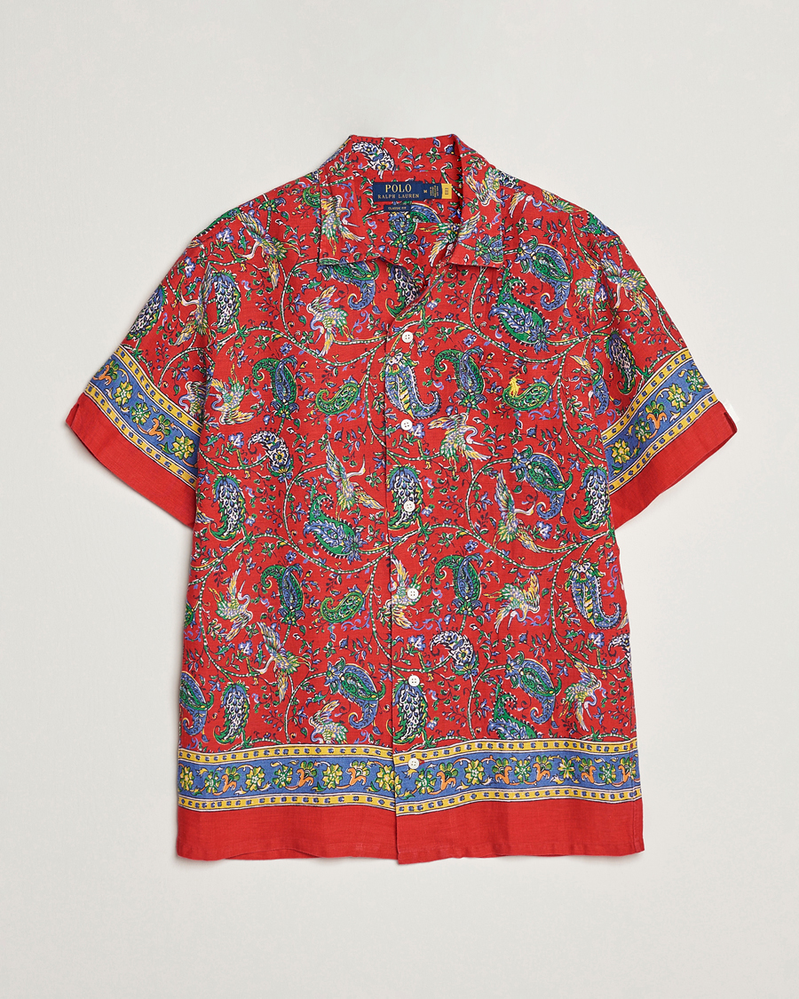 Herren | Hemden | Polo Ralph Lauren | Linen Printed Camp Collar Shirt Red Multi
