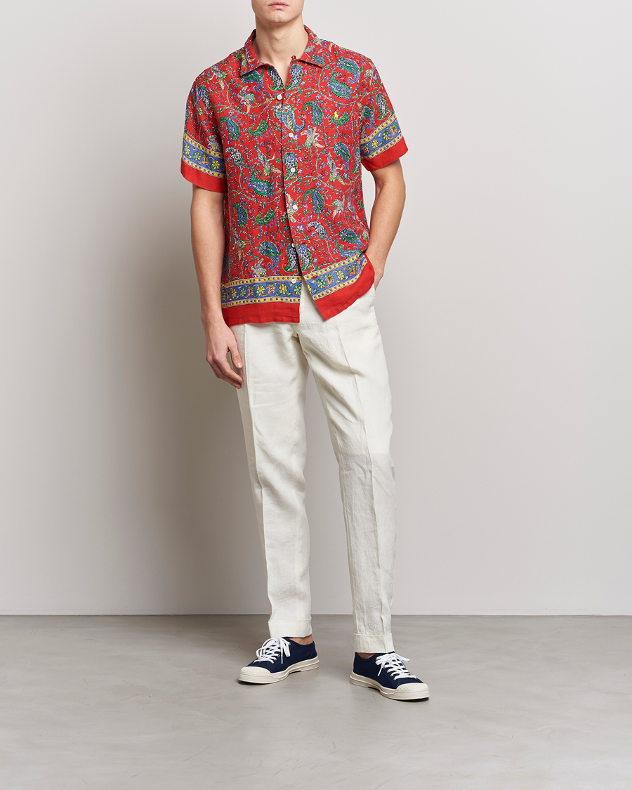 Herren | Hemden | Polo Ralph Lauren | Linen Printed Camp Collar Shirt Red Multi