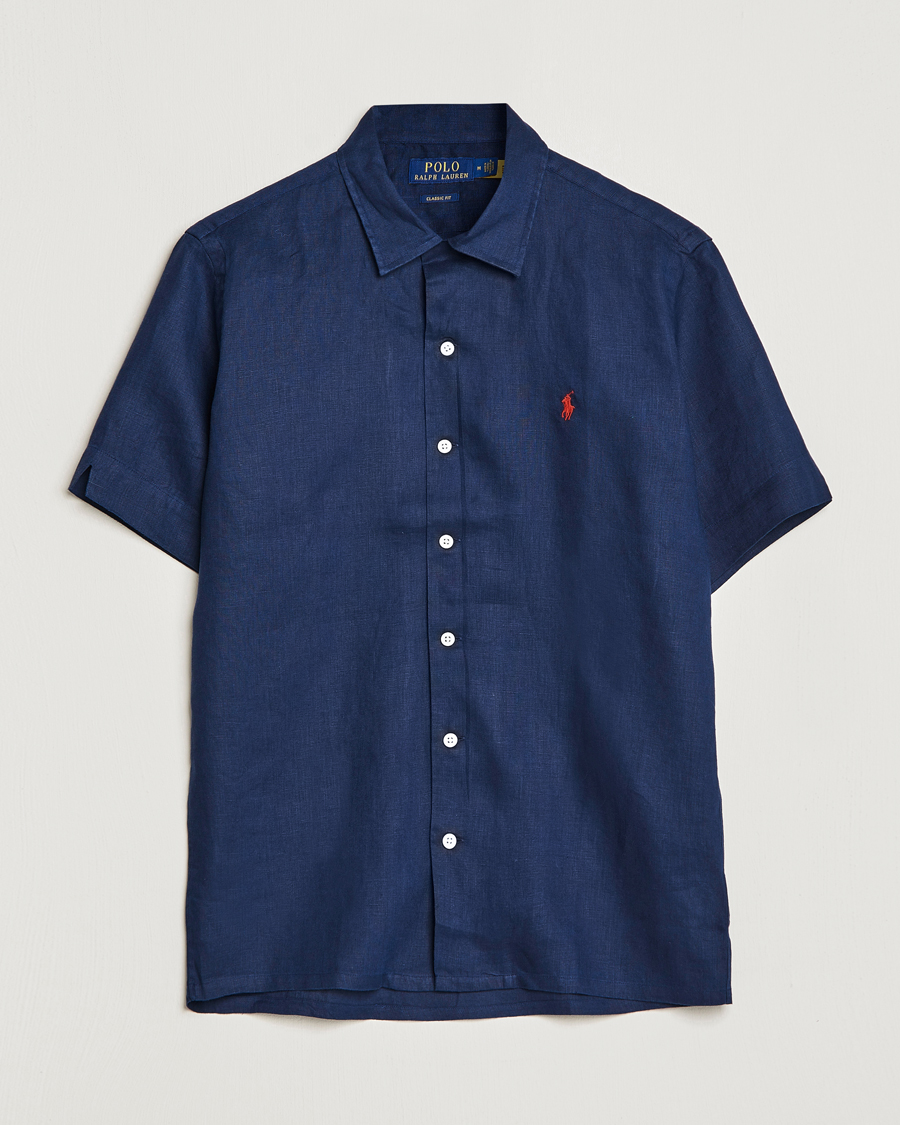 Herren | Hemden | Polo Ralph Lauren | Linen Camp Collar Short Sleeve Shirt Newport Navy