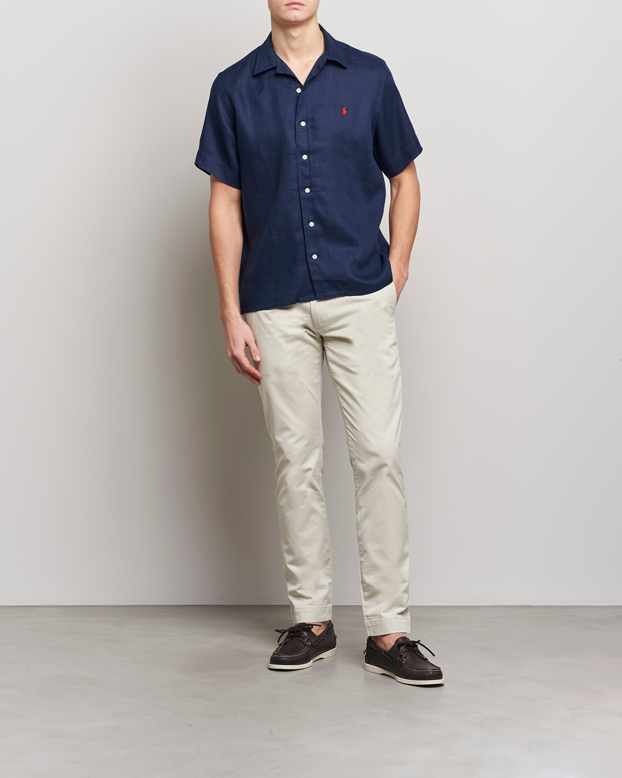 Herren | Hemden | Polo Ralph Lauren | Linen Camp Collar Short Sleeve Shirt Newport Navy