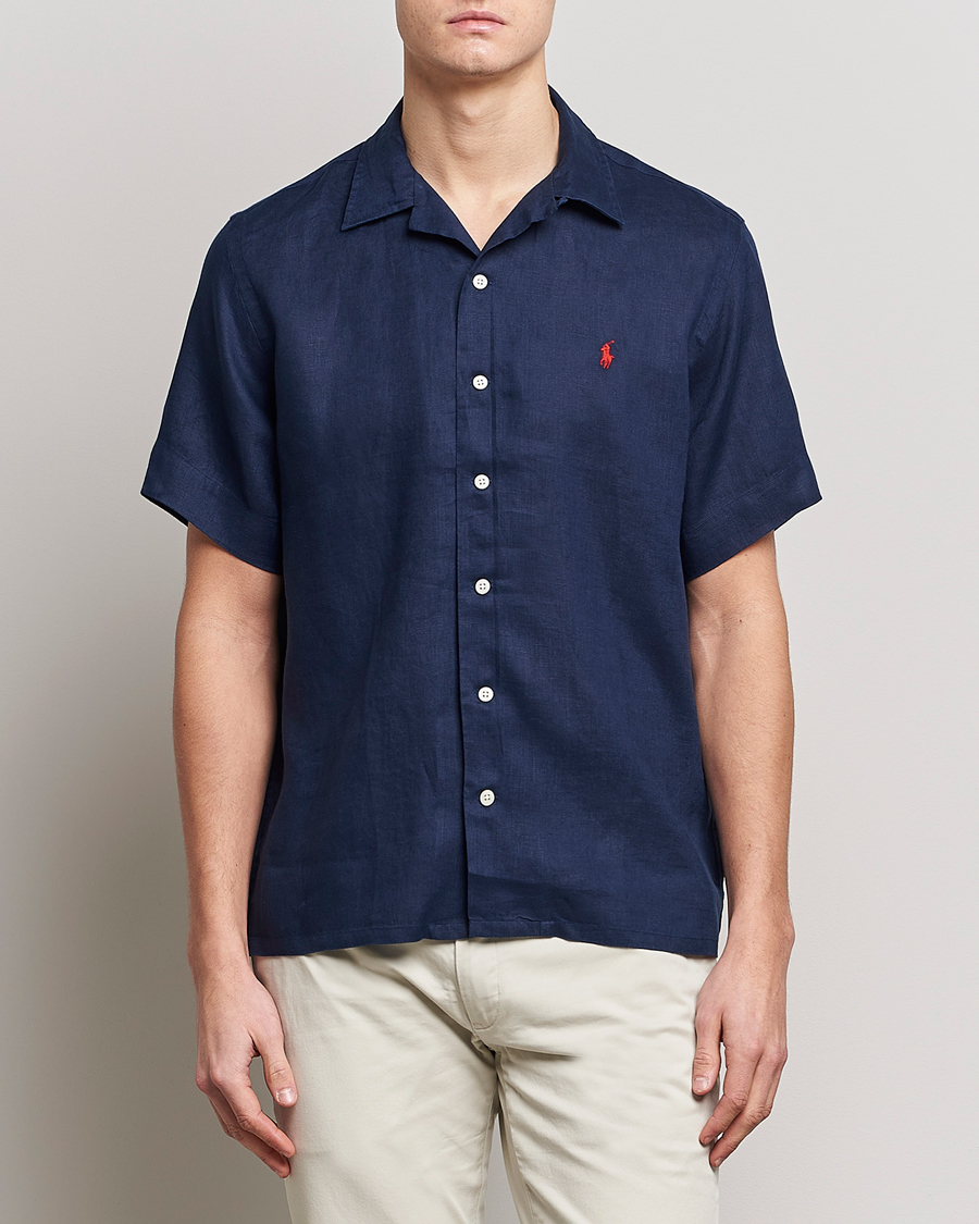 Herren | Hemden | Polo Ralph Lauren | Linen Camp Collar Short Sleeve Shirt Newport Navy